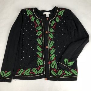 Arriviste Christmas Holly Cardigan Sz Medium